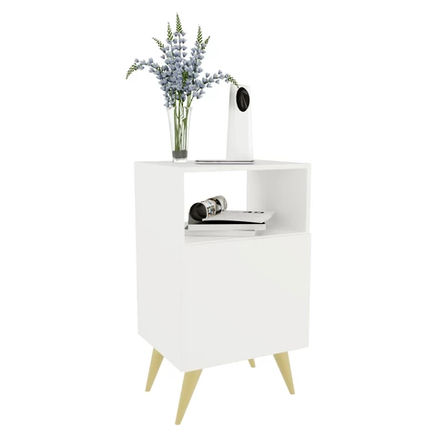 Mesa de Cabeceira Com Porta Nicho Quarto Casal Decoração Retro Rapallo