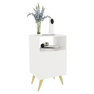 Mesa de Cabeceira Com Porta Nicho Quarto Casal Decoração Retro Rapallo