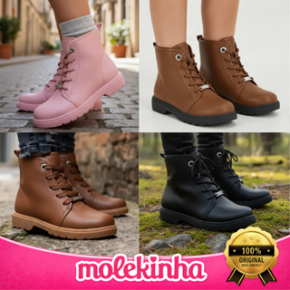 Bota Molekinha Juveil Meninas Coturno Solado Tratorada Infantil Cano Curto Confortável Original em Oferta na Shopee