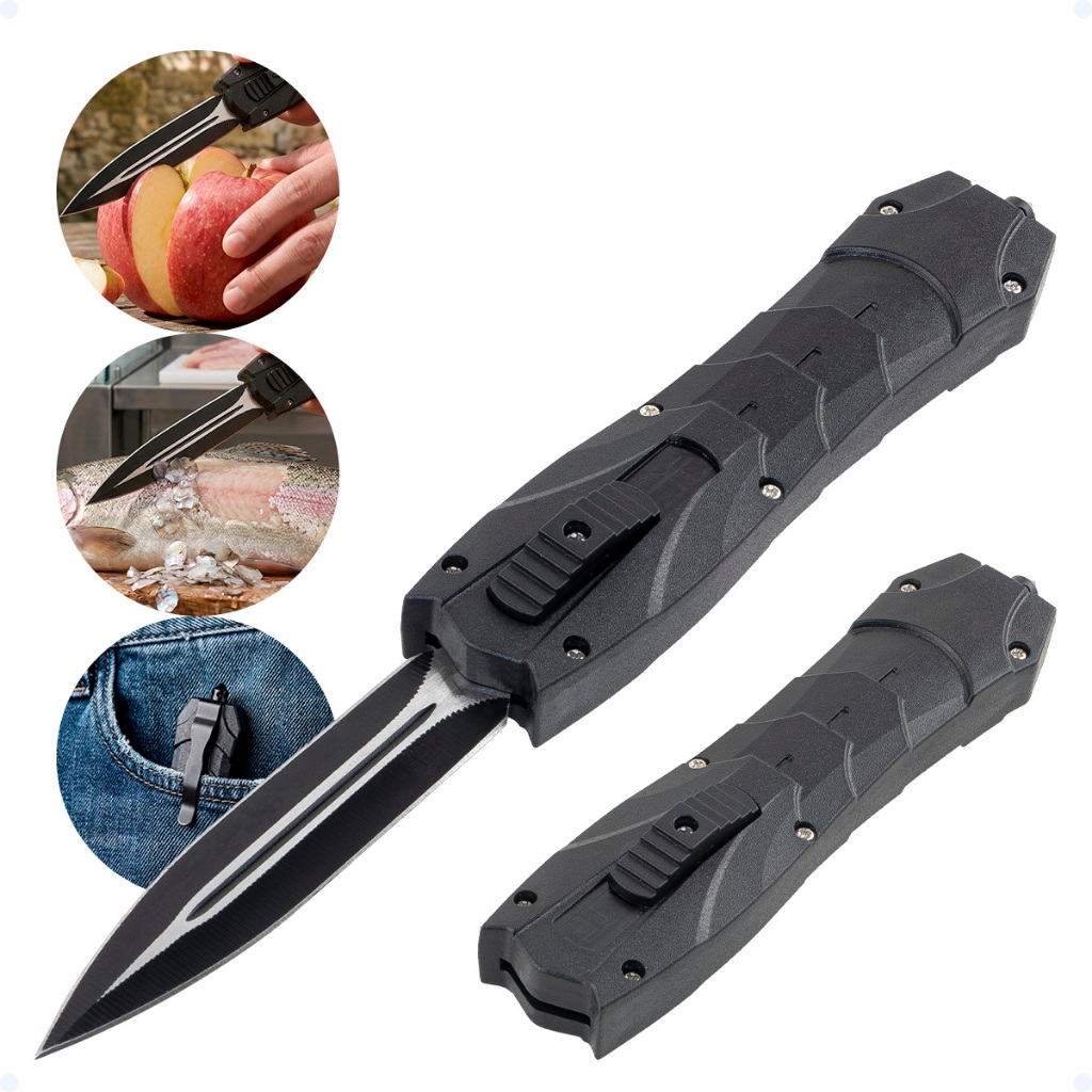 Canivete Tático Aço Inox Dobrável Automático Bainha Tática Bolso Camping Sobrevivência Quebra Vidro