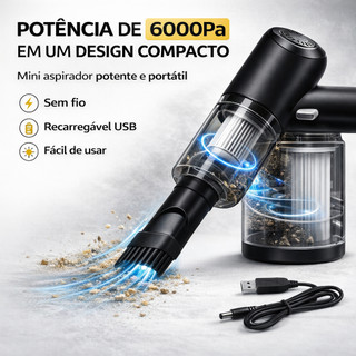 Aspirador Automotivo Portátil Sem Fio Potente Recarregável Mini Aspirador Para Carro Sucção Compacto