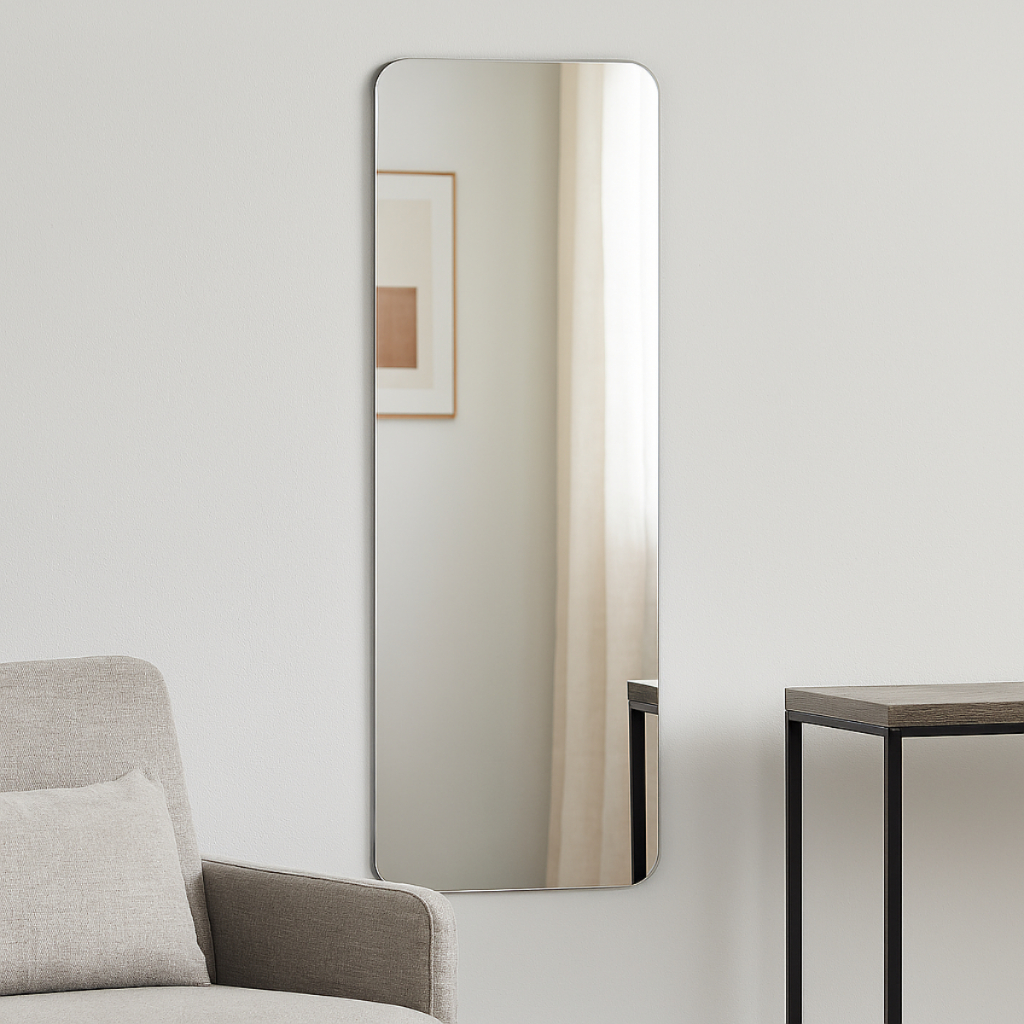 Imagem Espelho Grande Retangular Decorativo 100x30cm Suporte ou Dupla Face Quarto Provador Sala Hall Banheiro