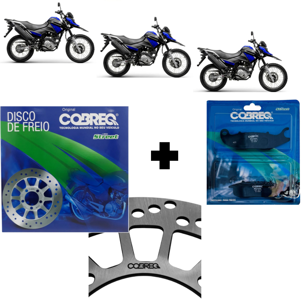 Kit Disco Freio Dianteiro + Pastilha Cobreq Yamaha XTZ 150 CROSSER ED SEM ABS 2015 2016 2017 Origina