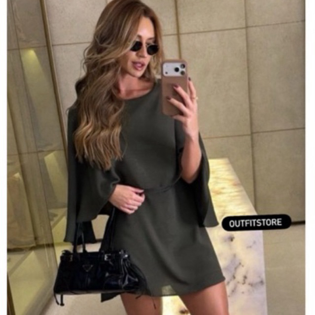 Vestido Macaquinho Feminino com Mangas Flare e Corte Assimétrico Costa semi nua Estilo Casual e Elegante Tendência em Oferta na Shopee