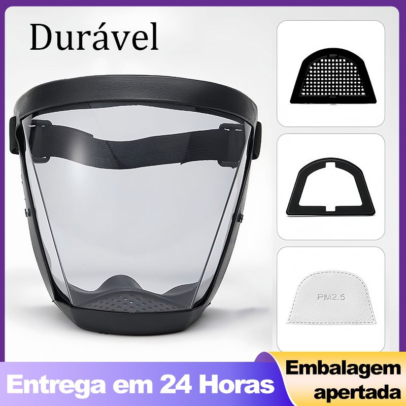 Máscara de Proteção Facial Transparente Ajustável - Antiembaçante, Anti Poeira, Resistente