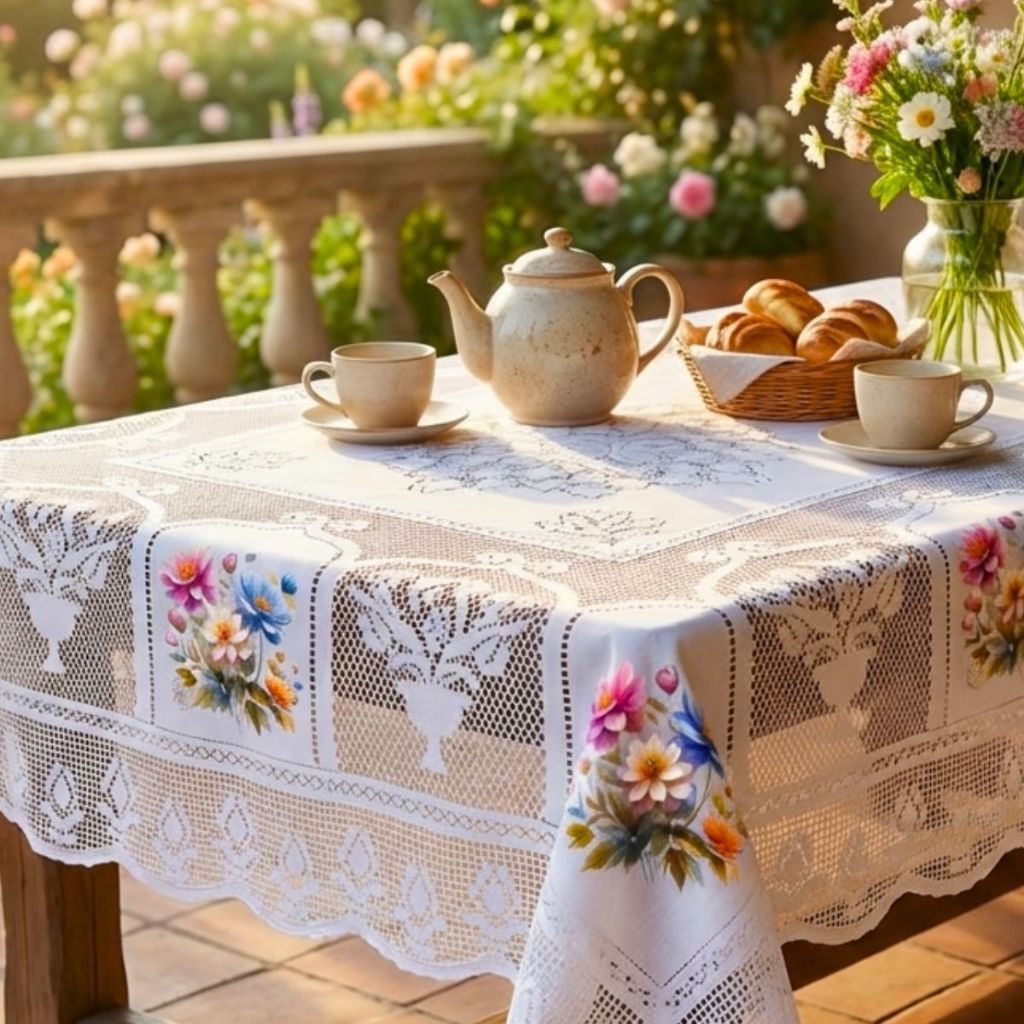 Toalha de Mesa Renda 4 , 6 e 8 Cadeiras