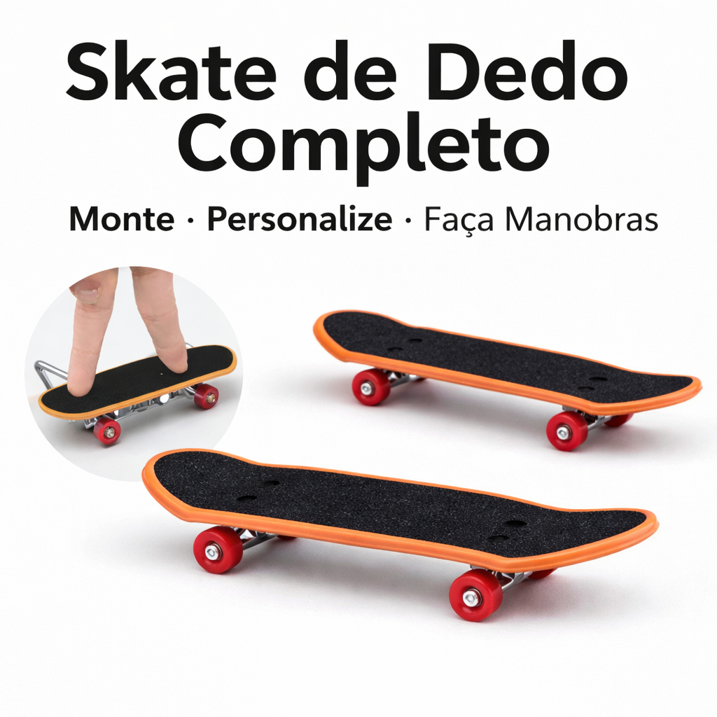 Skate de Dedo Fingerboard Completo com Rodas Extras + Ferramenta Mini Skate