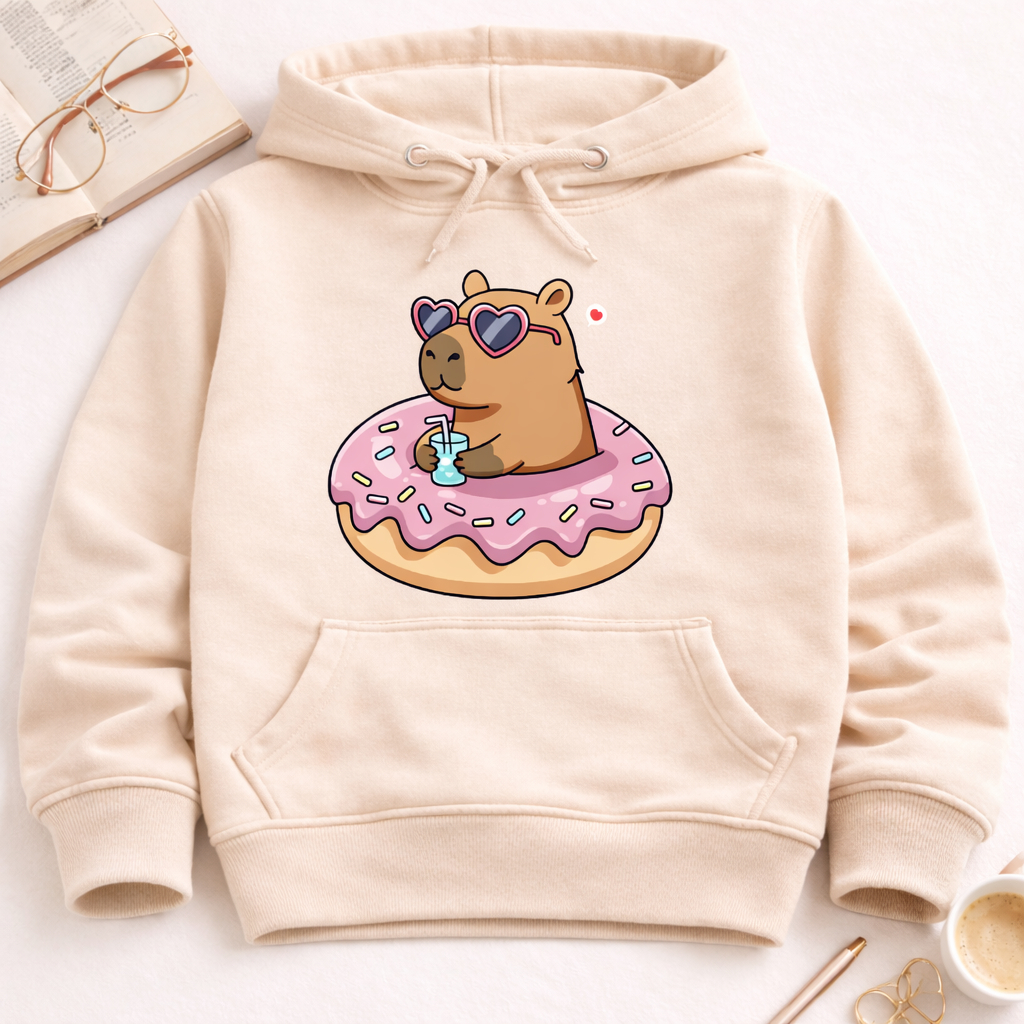 Moletom Canguru Infantil Capivara Donut Com Capuz