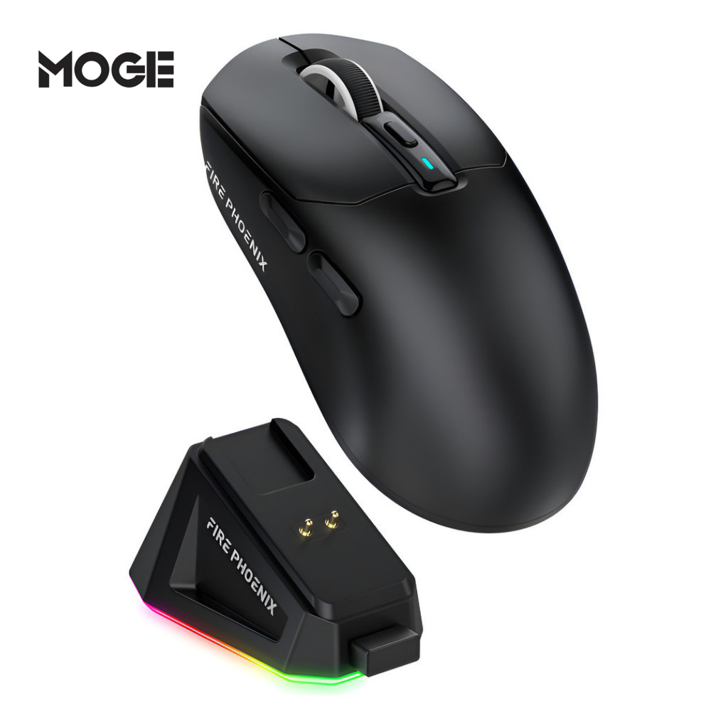 Mouse Gamer Sem Fio 24000 DPI PAW3311 RGB Bluetooth 2.4G | Fire Phoenix