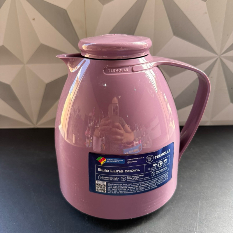 Garrafa térmica lilás roxa 500ml para café de cozinha cantinho do cafe rosa lilas termica bule térmico