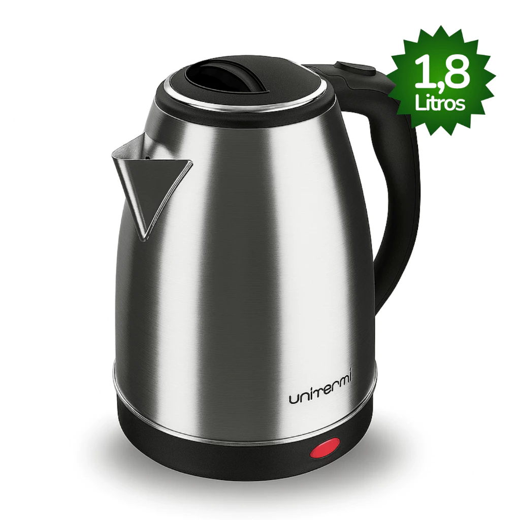 Chaleira Elétrica Unitermi 1,8L Inox 1200W Ferve Rápido Desligamento Automático 110v