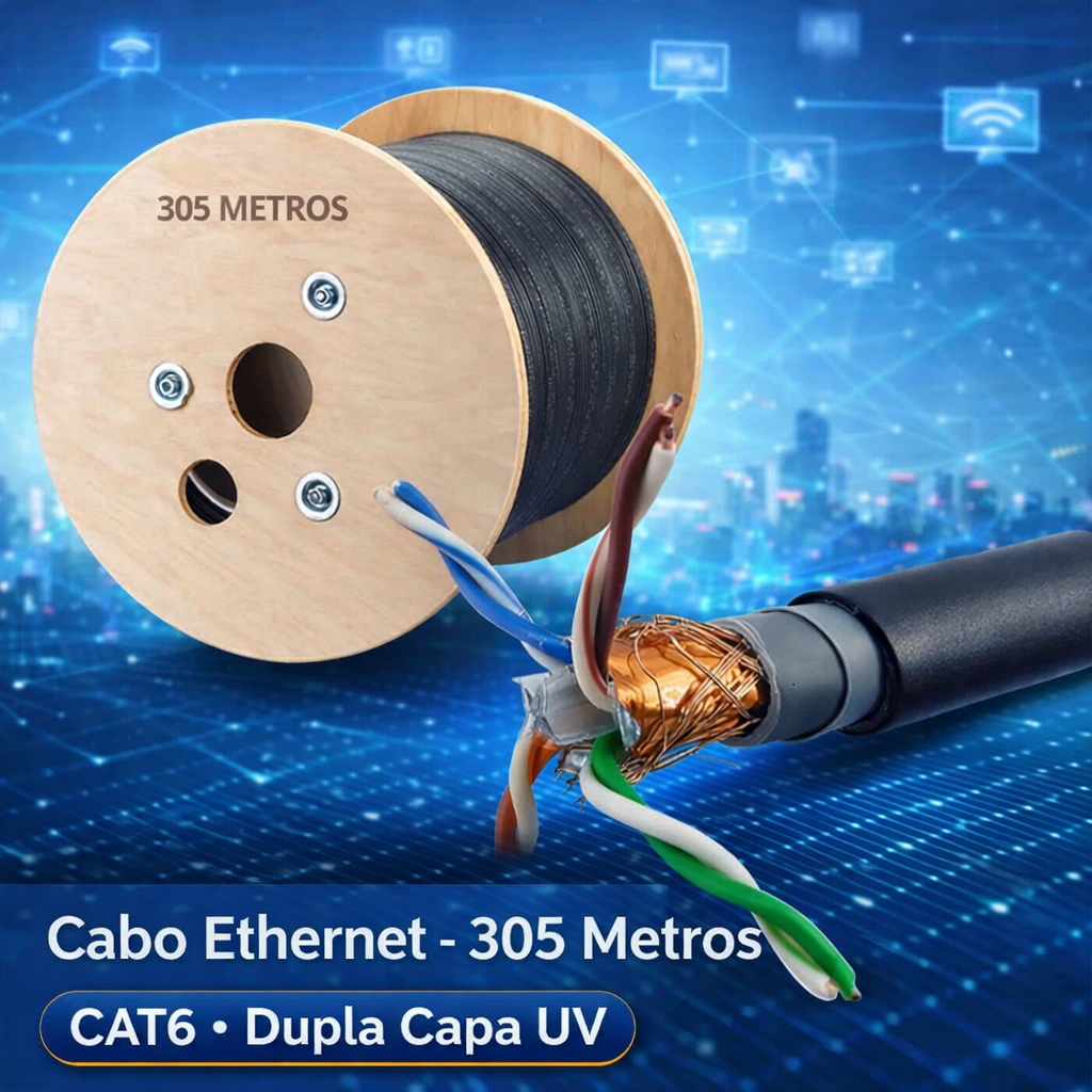 Cabo CAT6 Blindado Externo Dupla Capa CFTV CÂMERA SEGURANÇA em Oferta na Shopee