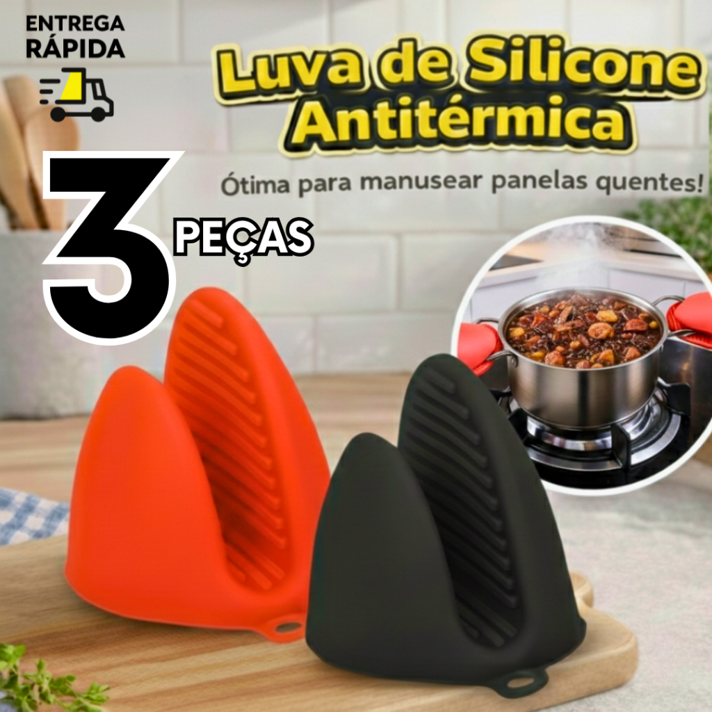 Luva de Silicone Bico de Pato Térmica para Forno Panela e Air Fryer