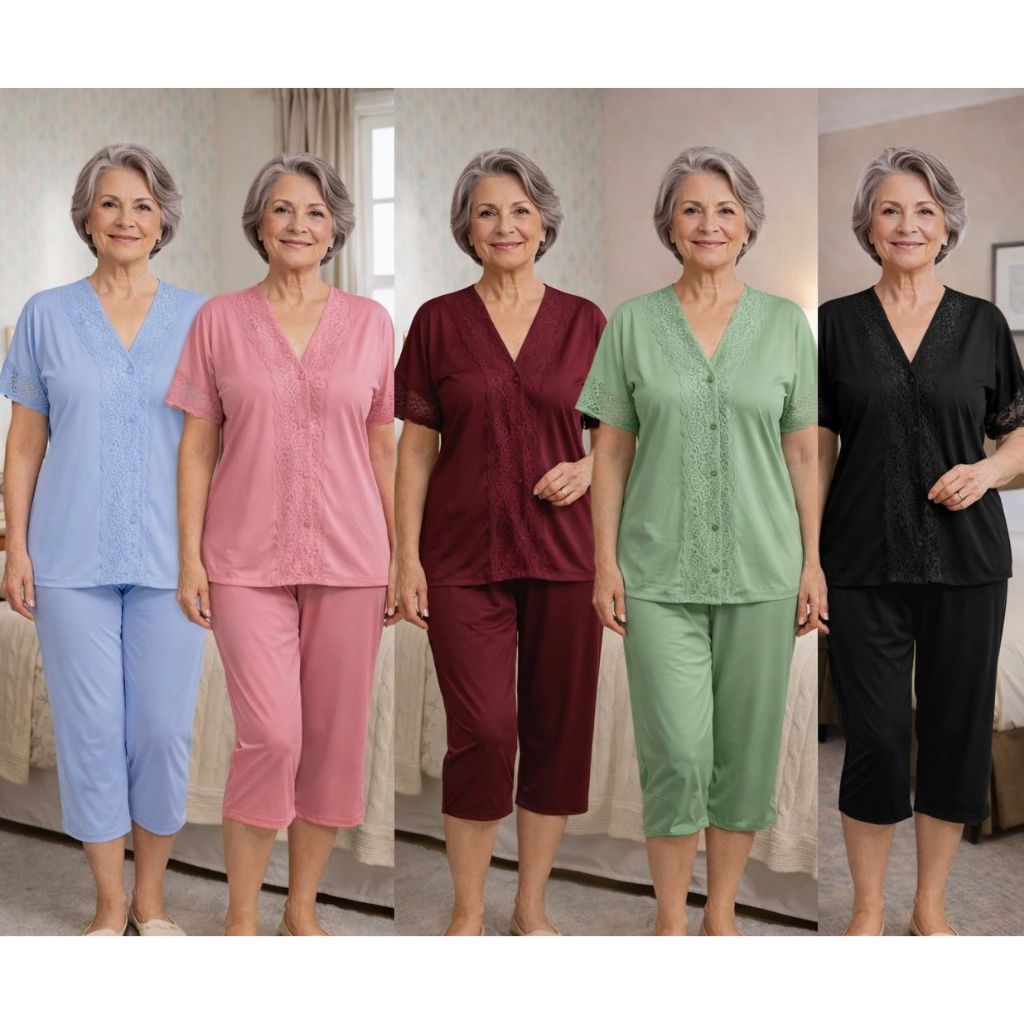 Pijama Feminino Barato Confortável com Renda – Conjunto Capri Várias Cores
