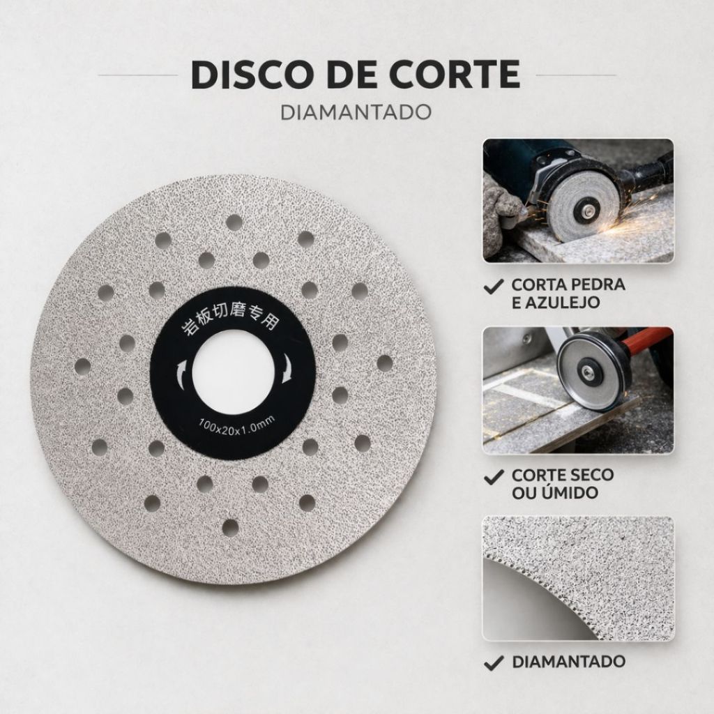 Disco Diamantado Alta Precisão Corte Cerâmica Porcelanato Granito Uso Profissional