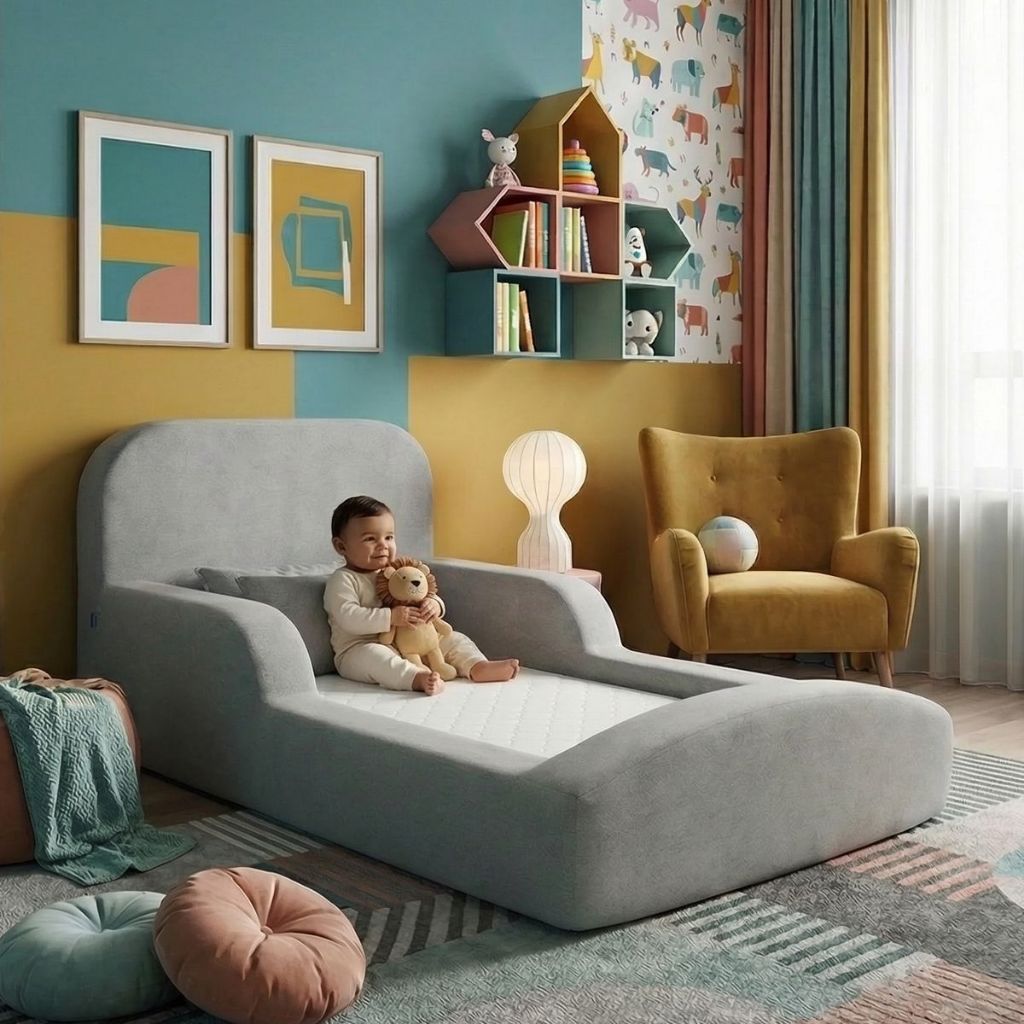 Cama Montessoriana Solteiro Encanto 100% Espuma Cinza Keiko