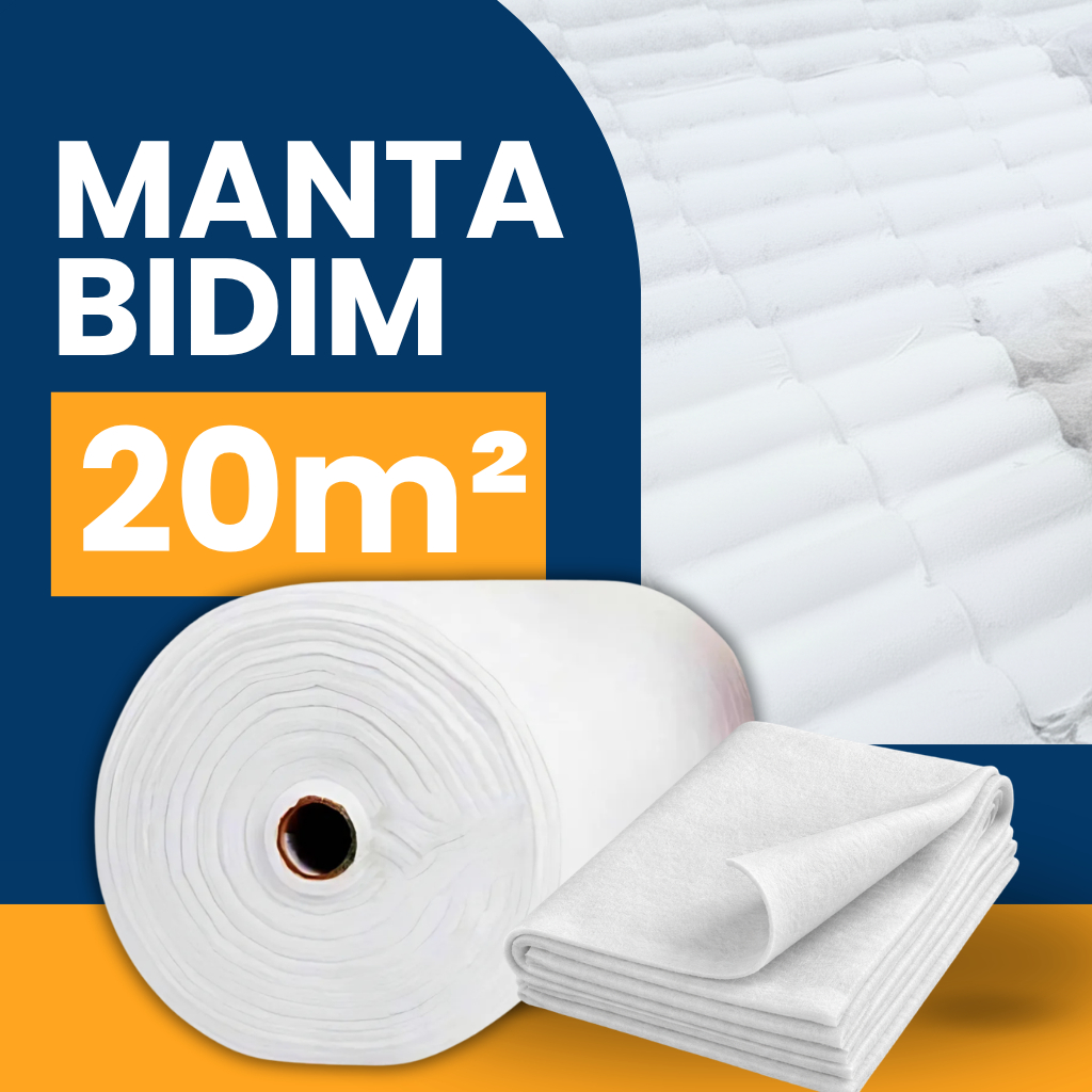 Manta Bidim VP50 20m² Reforço Para Manta Líquida Telhados Lajes Calhas Alta Resistência
