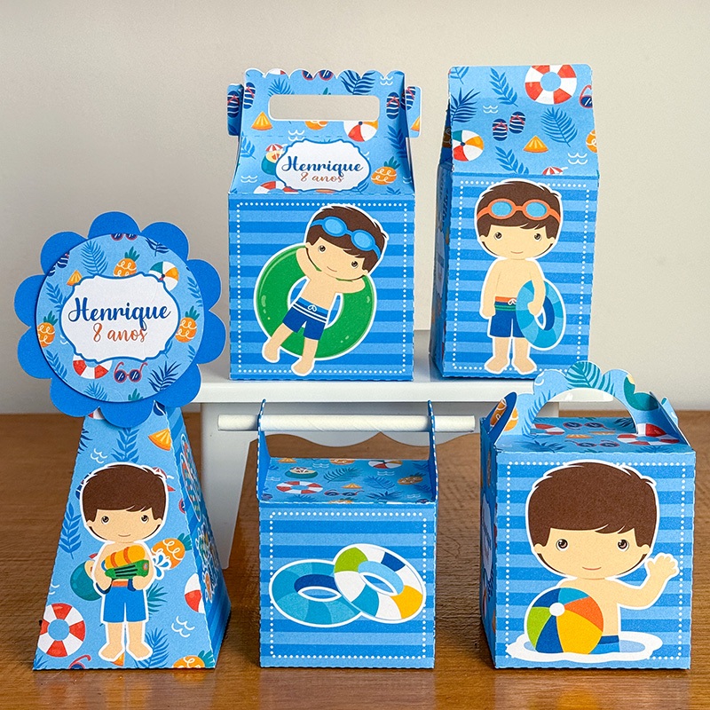PEGUE E MONTE POOL PARTY -  Personalizados Pool Party Menino - kit festa - lembrancinha - aniversário
