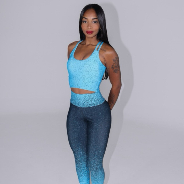 Conjunto Top e Calça Legging Degradê Costas Cruzadas Suplex Fitness