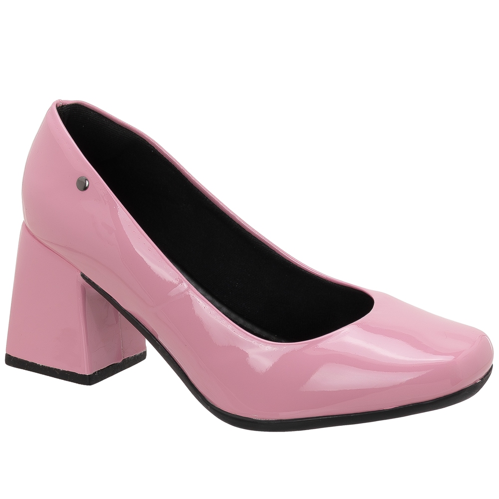 Sapato Retro Salto Grosso Palmilha Confortável Salto Feminino 8cm