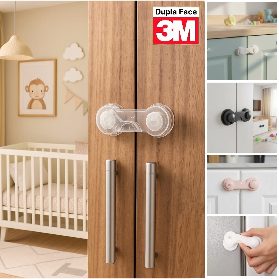 Kit 3 Travas Para Gaveta Porta Armário Segurança Bebê - Dupla Face 3M
