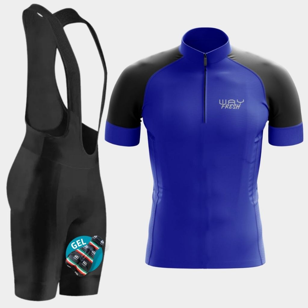 Kit Conjunto Ciclismo Masculino Camisa Way Fresh Bretelle Acolchoado Gel Bike Speed