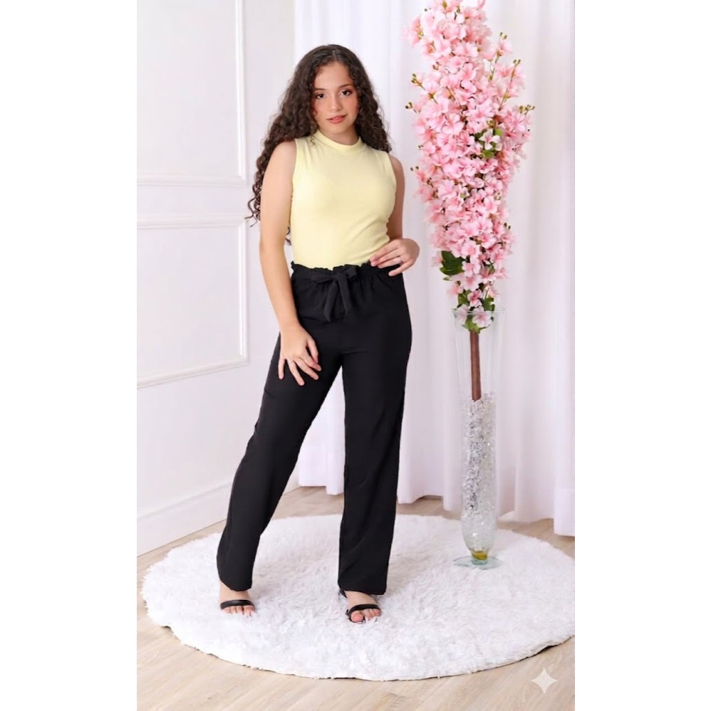 Conjunto Infantil e Juvenil para Meninas e Adolescentes com Calça Tactel e Regata Básica Blusa (CJI050)