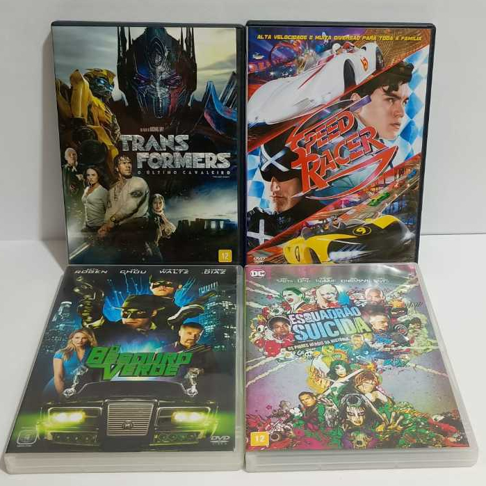 DVD Kit Filmes De Ação Transformers-Speed Racer-Esquadrão Suidida-O Besouro Verde (4 DVDs) Usado