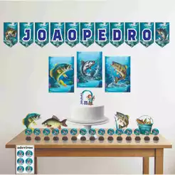 kit só um bolinho Pescaria: decoração Festa Pescaria aniversário, personalizados