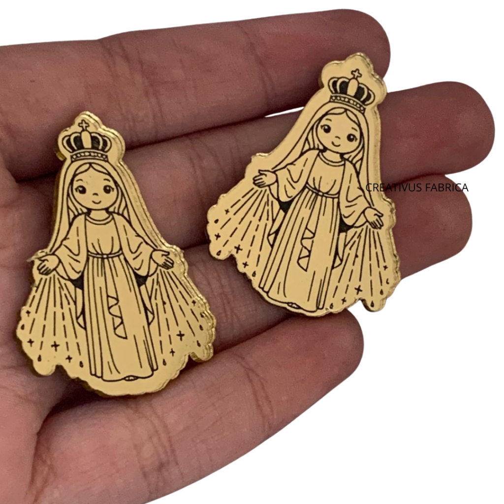 Aplique Nossa Senhora Das Graças Acrílico Espelhado Dourado Prata Rosé Religioso