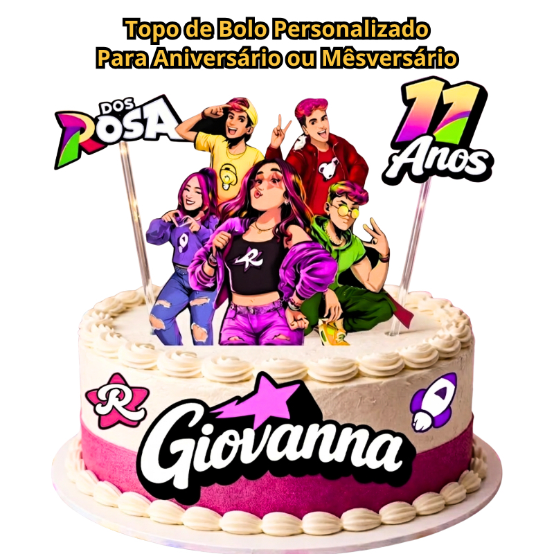 Topo de Bolo Clube dos Rosas Aniversario ou Mesversario Emilly Vick Infantil de Festa Personalizado em Oferta na Shopee