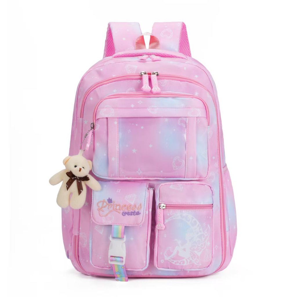 Mochila Escolar Infantil Feminina Grande Capacidade Impermeável Abertura 180° Fofa Reforçada Confortável Escola Viagem