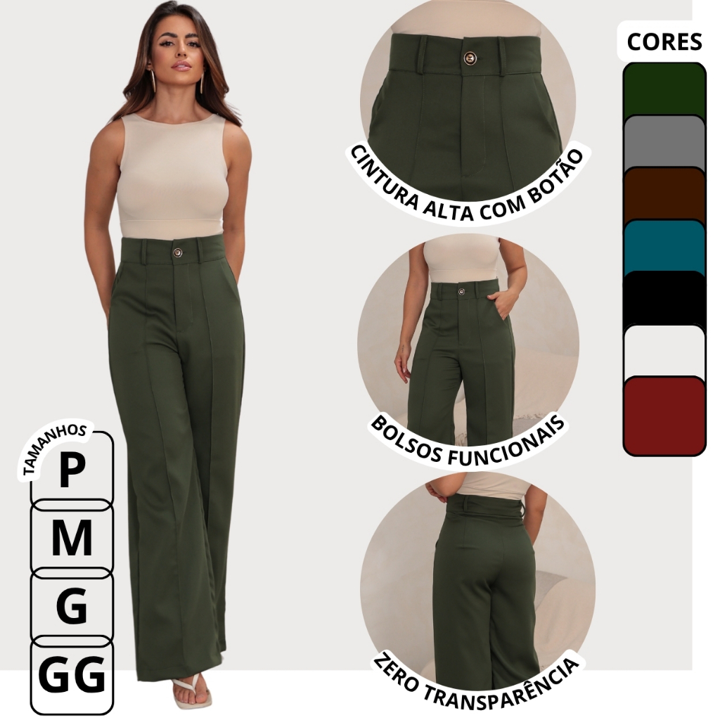 Calça Social Alfaiataria Premium Feminina Moda Blogueira Chique Calça Feminina Com Bolso Elegante