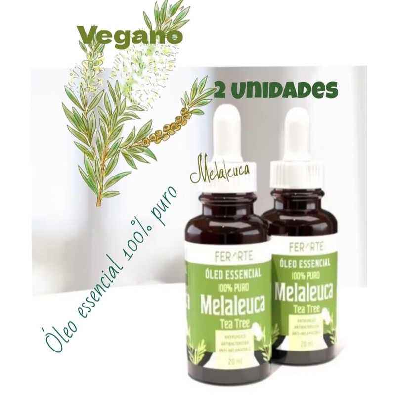 Kit 2 óleos essenciais de melaleuca tea tree 20 ml micose, cuidados intimos