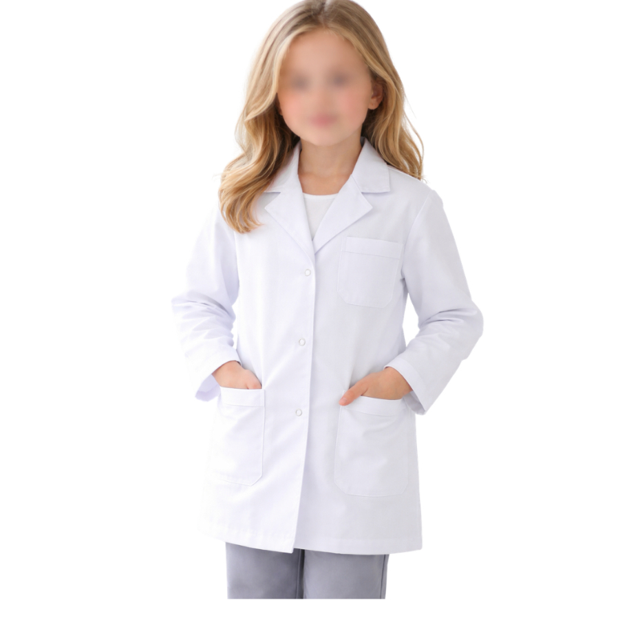 Jaleco de Botão Infantil Unissex Profissão Médico Professor Manga Longa