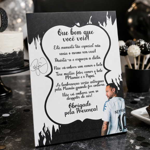 Neymar Plaquinha Centro de Mesa Personalizado Festa Futebol Lembrancinha Decoração Aniversário