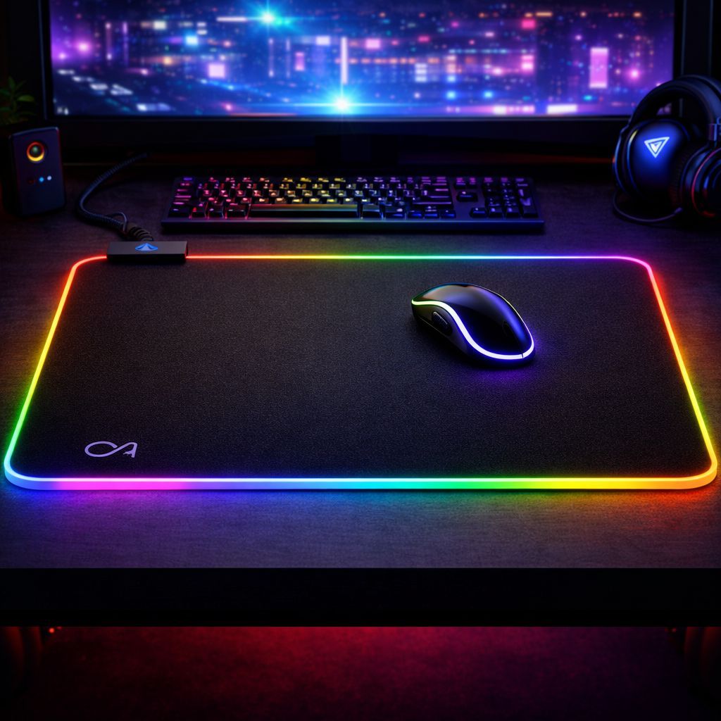 Mouse Pad Gamer RGB P9040 90x40cm LED Iluminado Base Antiderrapante Grande Desk Mat USB