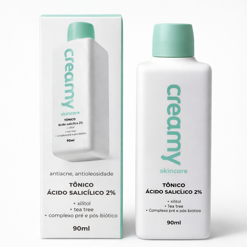 Creamy Skincare Ácido Salicílico 90ml | Ameniza Linhas Finas, Rápida Absorção, Diminui o Brilho Excessivo e Cravos