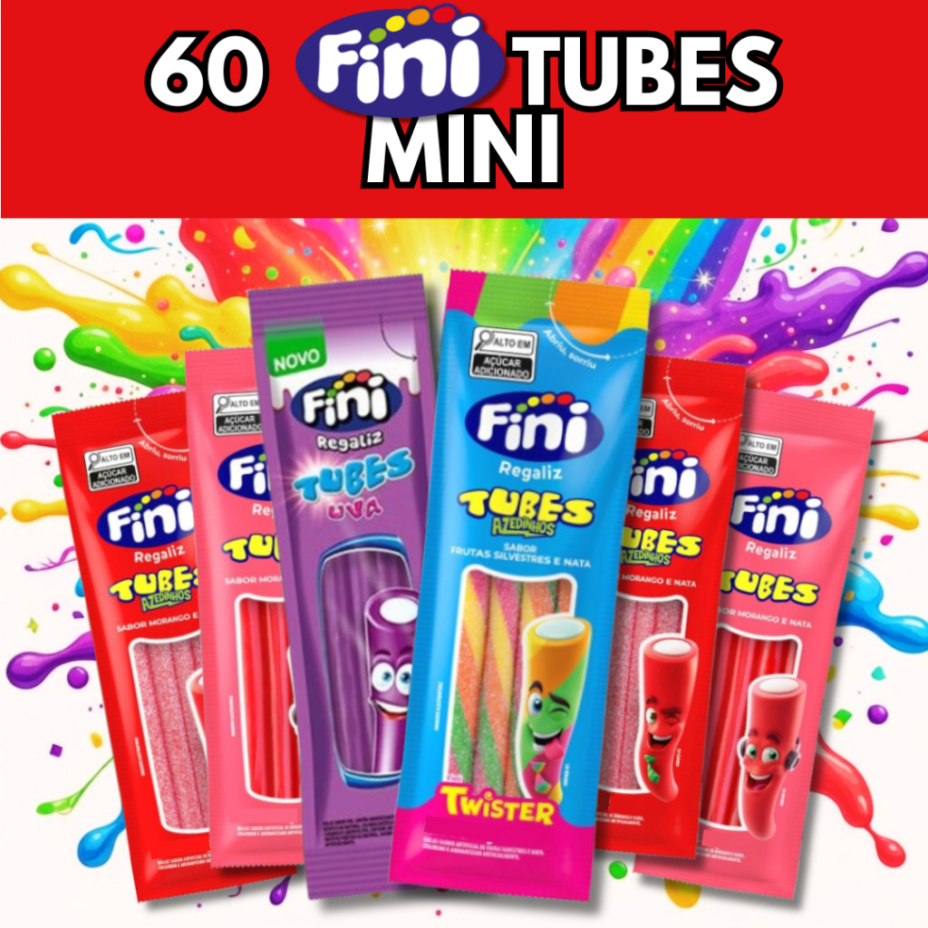 Mix 60 Bala Fini Mini Tubes Regaliz Sortidos