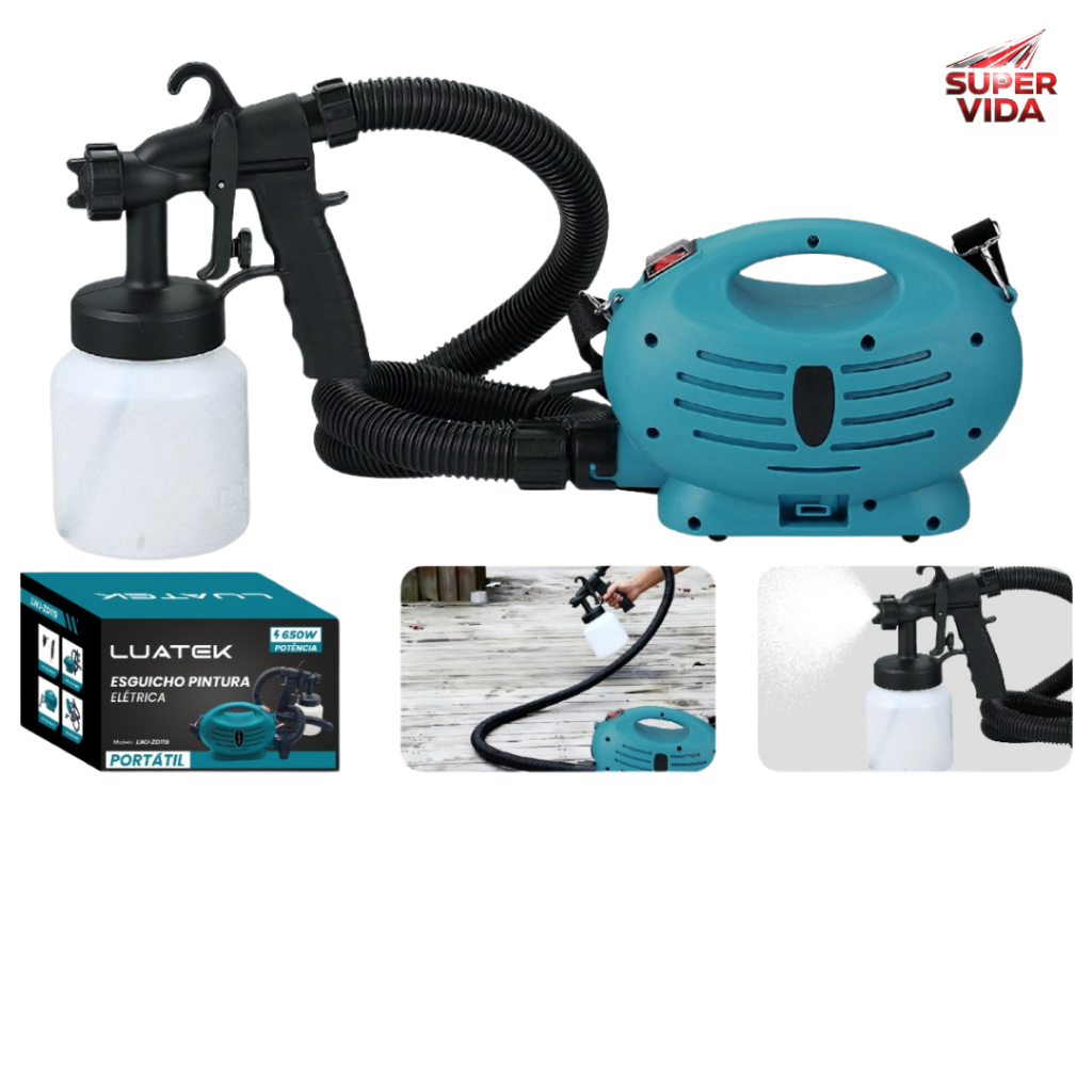 Pulverizador De Tinta Para Pinturas Pistola Luatek 650w kit completo para Pinturas em Oferta na Shopee