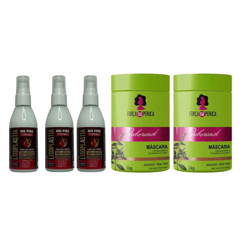 3 Protetor Térmico Lisoplastia + 2 Hidratação Jaborandi