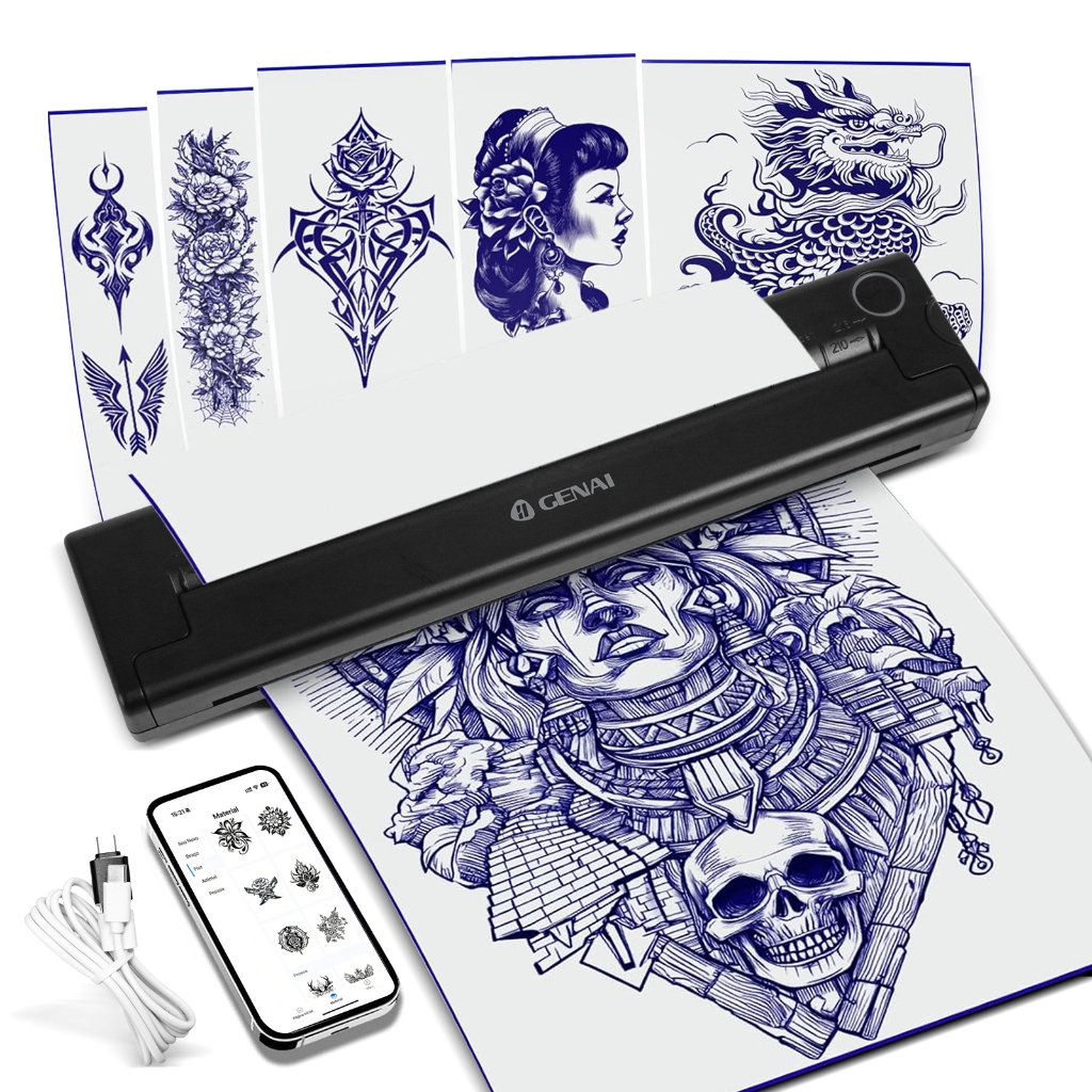 Impressora de Tatuagem Térmica Decalque Portátil Ios Android Bluetooth Windows A4 sem Tinta — imagem 2 de 2
