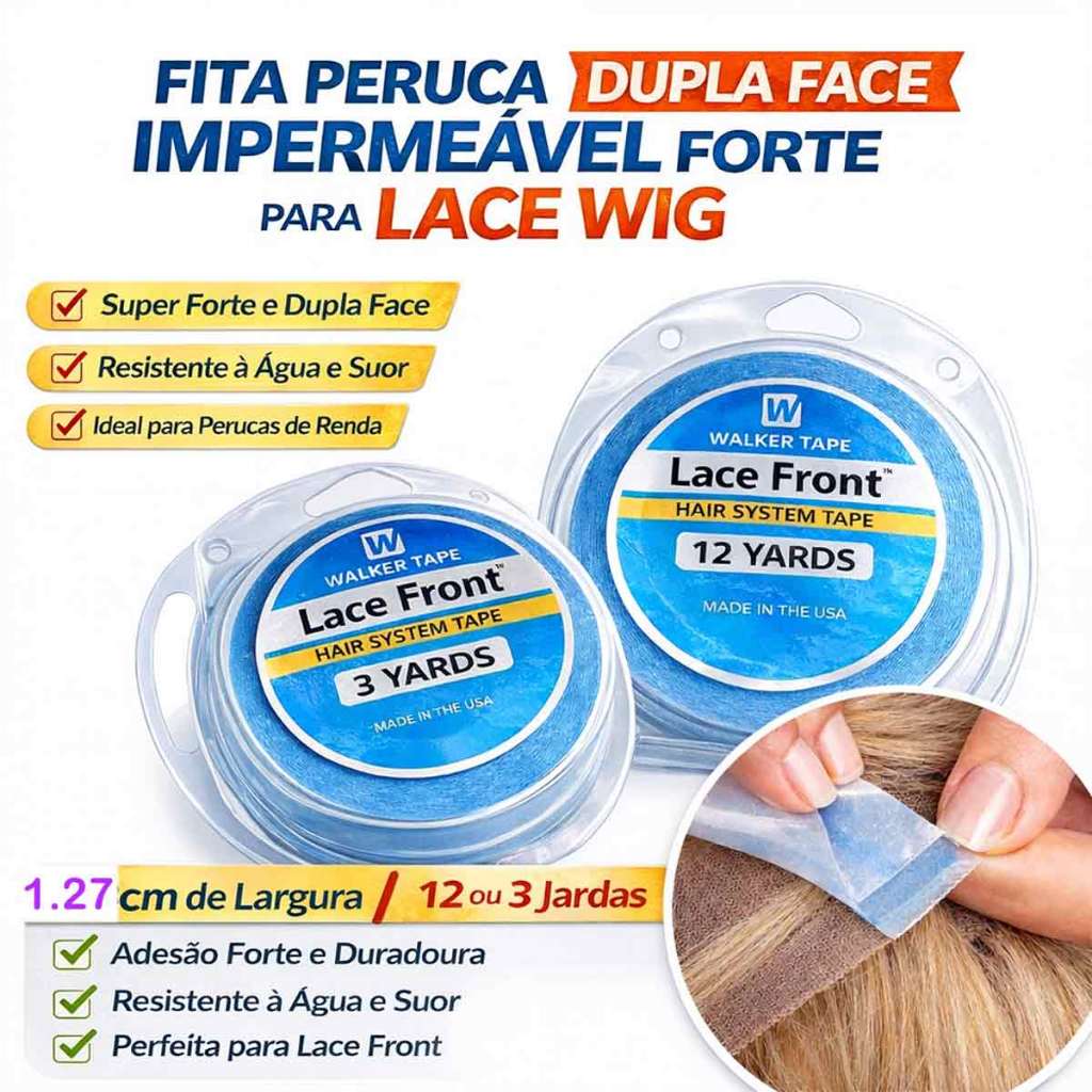 Fita Peruca 3/12 Jardas 1.27cm Impermeável Dupla Face | Lace Wig Tape Forte para Peruca de Renda