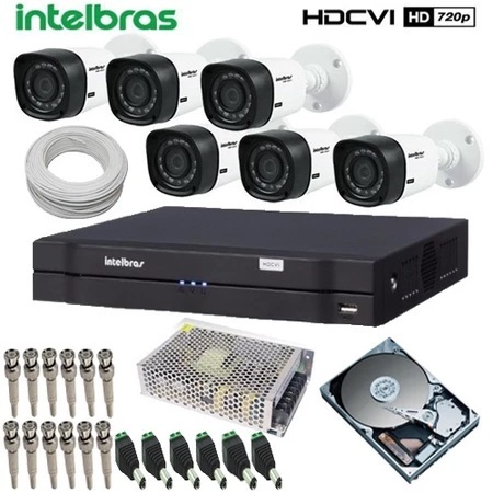 Kit 6 Câmeras Monitoramento Intelbras Dvr 8 Canais HD 1TB