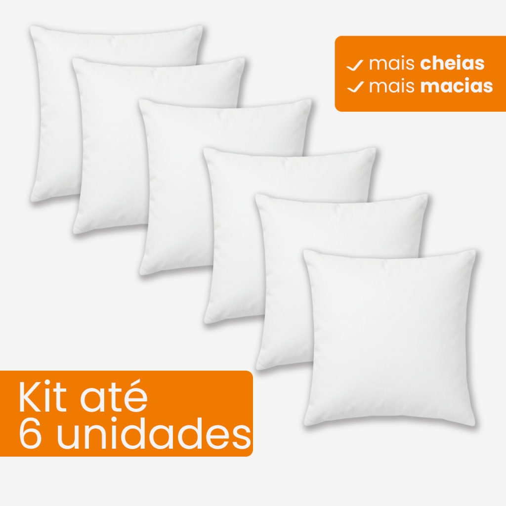 Kit até 6un Refil Enchimento Almofada 45x45 Espuma Macio Antialérgico Sofá Quarto Envio Imediato