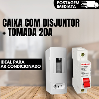 Caixa com disjuntor + Tomada 20A para Ar-condicionado - Proteção e Segurança P/ Eletrônico em Oferta na Shopee