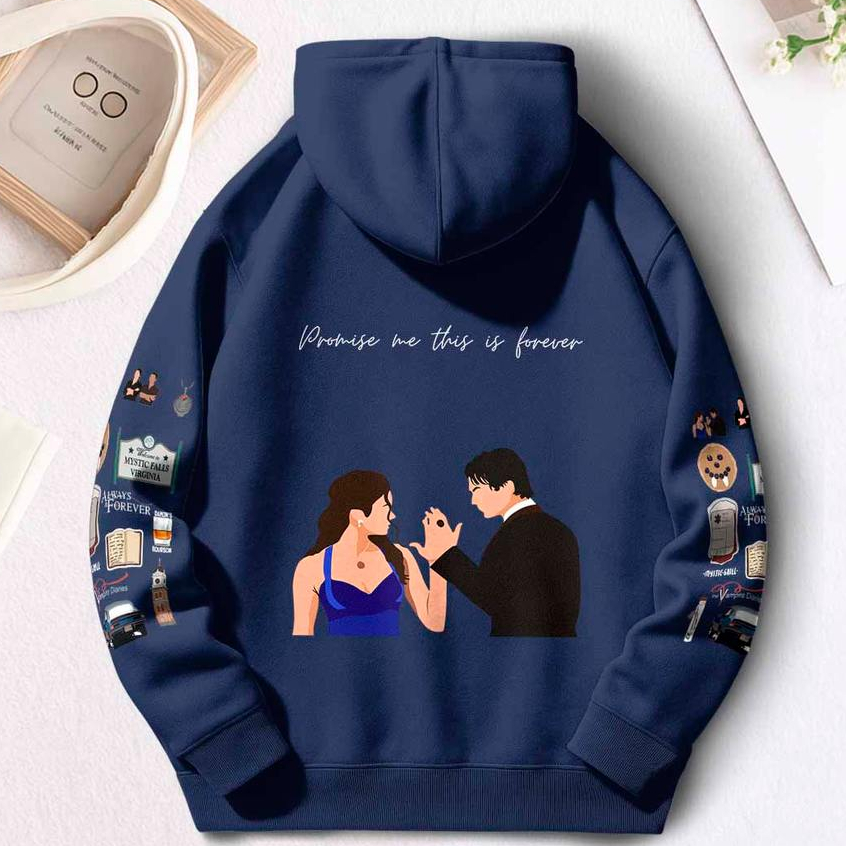 Moletom Canguru Serie The Vampire Diaries Diarios De Um Vampiro Elena E Damon Premium