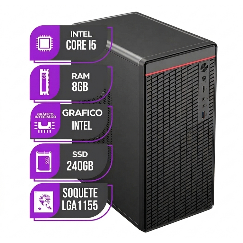 Pc Computador i5 2ª Geração Intel Placa Mãe H61 SSD 256GB Memoria 8GB