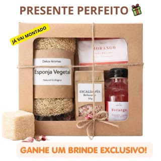 Kit Mini Spa Presente Feminino Morango Maracujá Lavanda Caixa Kraft gel de banho Autocuidado Dia das Mães em Oferta na Shopee