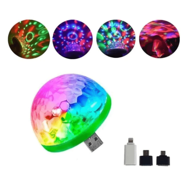 Mini Globo RGB Led Colorido Lampada USB Bola Celular Festa